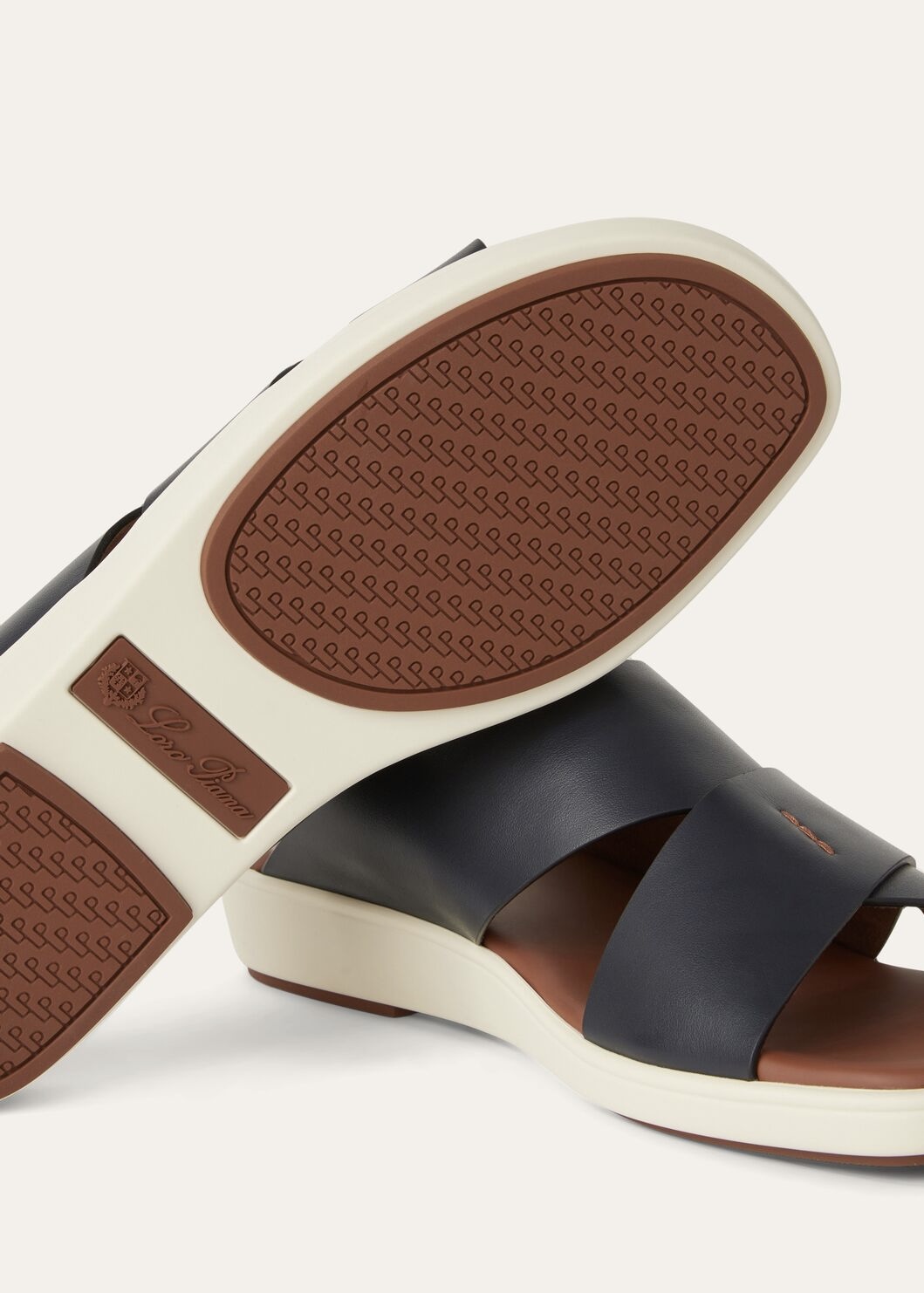 Palm bull leather sandal - Navy Blue W000