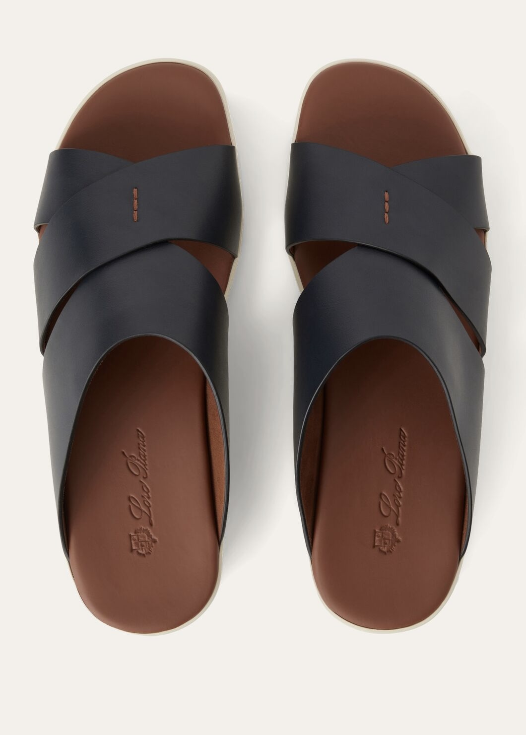 Palm bull leather sandal - Navy Blue W000