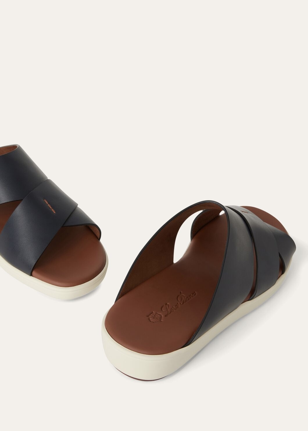 Palm bull leather sandal - Navy Blue W000