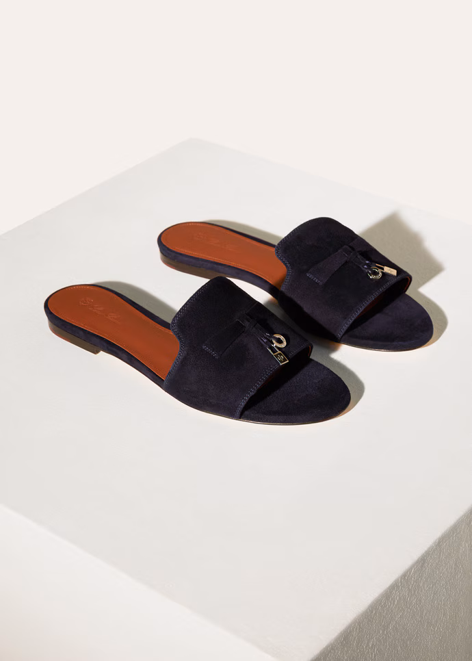 Summer Charms Sandal Suede Goatskin - Navy Blue